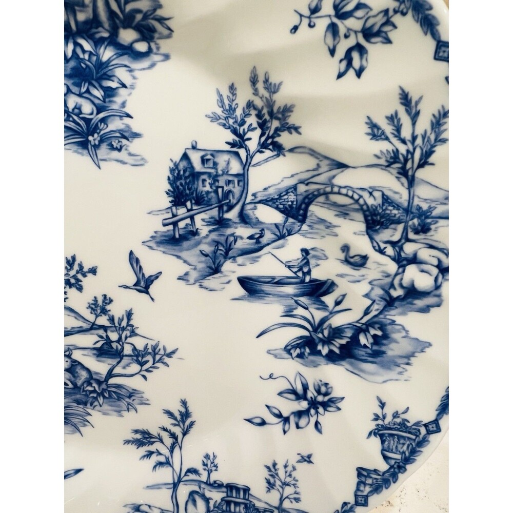 Churchill Vintage “Toile Prague” Blue And White 10in Ceramic Dinner Plate - Picture 3 of 4
